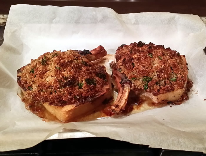 Crumbed PorkCutlets with Kumara and Apple Mash